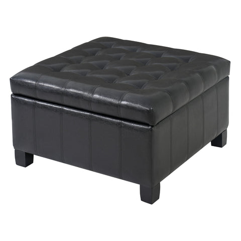 Square Tufted Indoor Ottoman With Lift-Top Storage