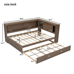 Daybed With Storage Shelves, LED, USB, And Trundle