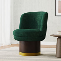 Round Swivel Accent Chair With Ergonomic Backrest For Living Room