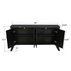 Refined Industrial 4 Door Credenza With Arc Legs & Bronze Clasps
