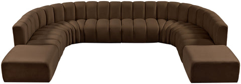 Arc - Velvet 10 Piece Modular Sofa - Brown
