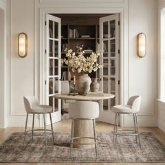 Ferro - Performance Fabric Upholstered Bar Stool - Antique Silver