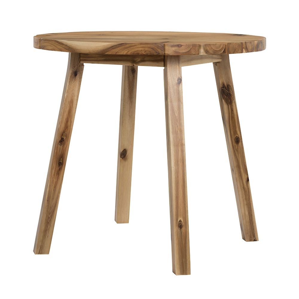 Round Dining Table, Solid Wood - Natural Wood / Brown