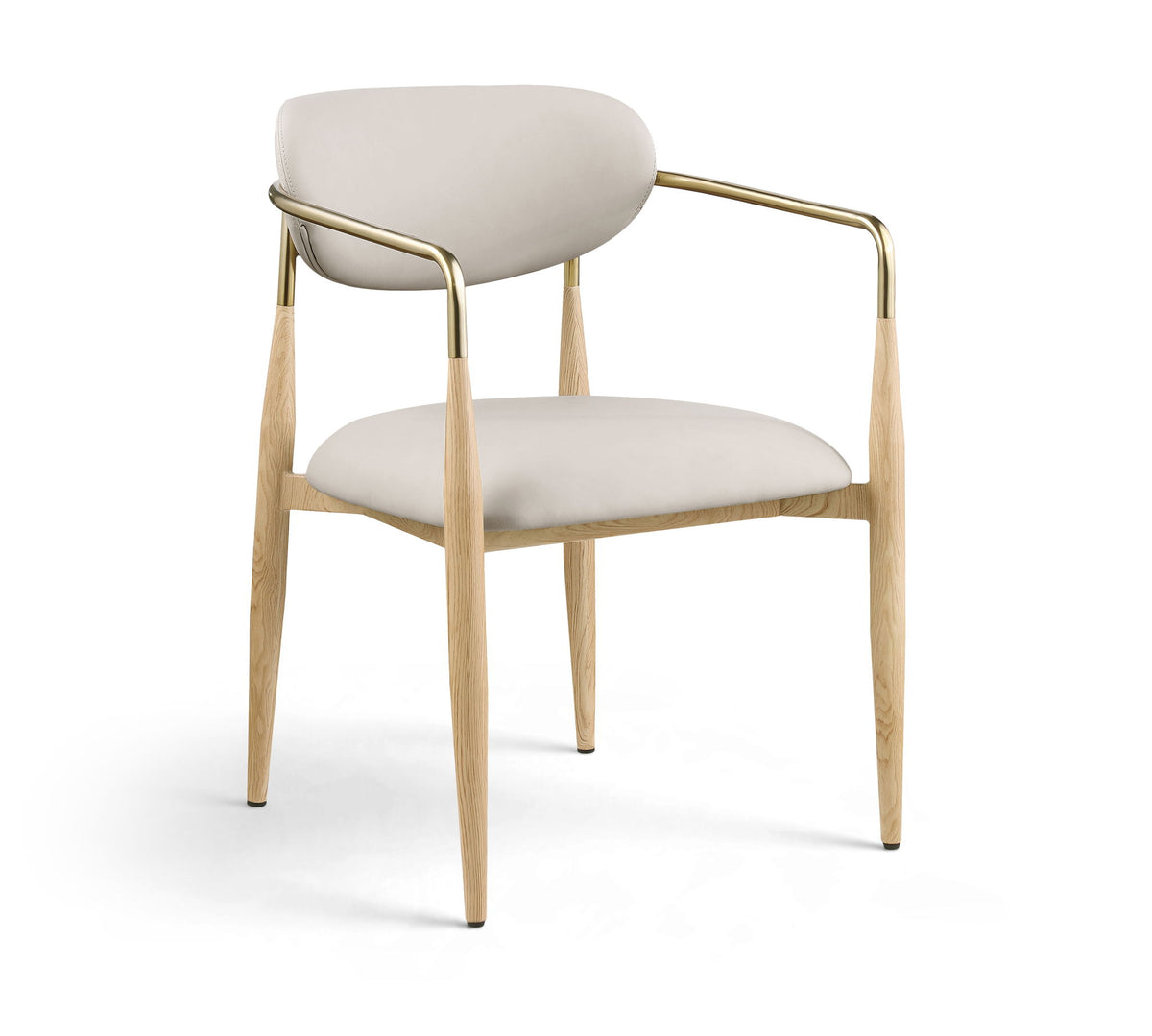 Ronda - Vegan Leather Upholstered Dining Arm Chair - Natural Legs