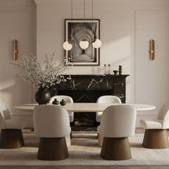 Marlowe - Linen Textured Fabric Upholstered Swivel Dining Side Chair - Stained Brown