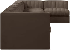 Rummi - Velvet Performance Fabric Upholstered 7 Piece Modular Sectional, L-Shaped (Right)