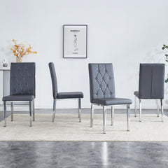 Vintage Style Armless Dining Chairs Set With Grid And Buckle Design