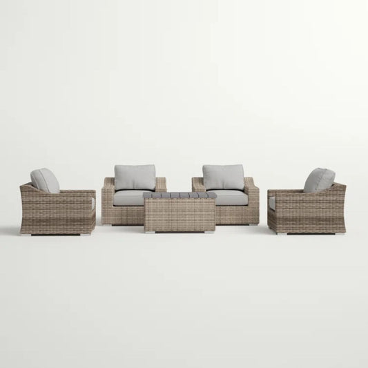 Wicker Sectional Seating Group With Cushions - Gray Mix