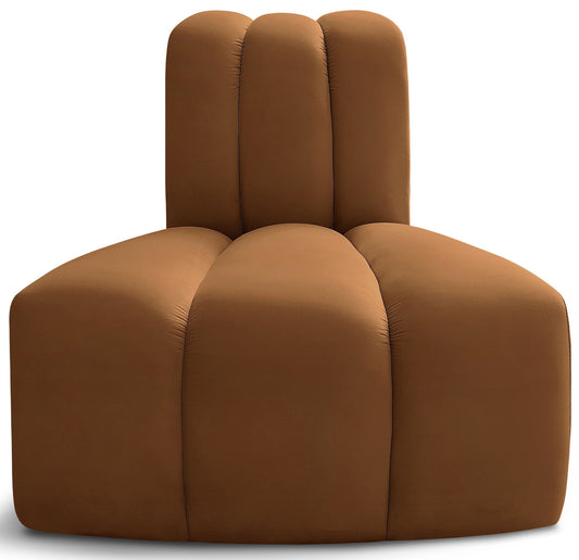 Arc - Velvet Reverse Corner Chair - Saddle