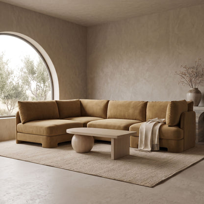 Hammond - Velvet Performance Fabric Upholstered 4 Piece Armless Sectional