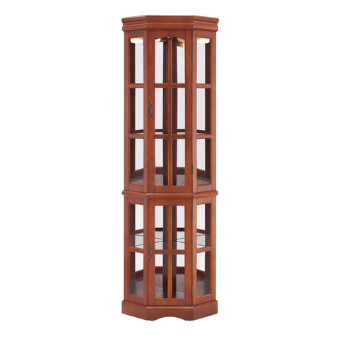 Corner Curio Cabinet With 5 Shelves And Lighting System (E26 Light Bulb Not Included)