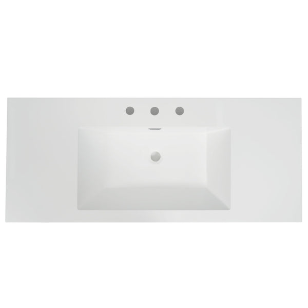 Vanity Top With 3 Faucet Holes, Rectangular Basin For Bathroom - White