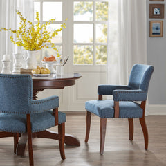 Elegant Arm Dining Chair With Brass Nail Head Detailing