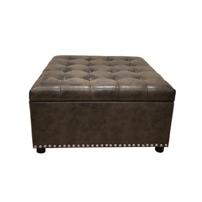 Tufted Storage Ottoman With Button Tufting And Nailhead Trim