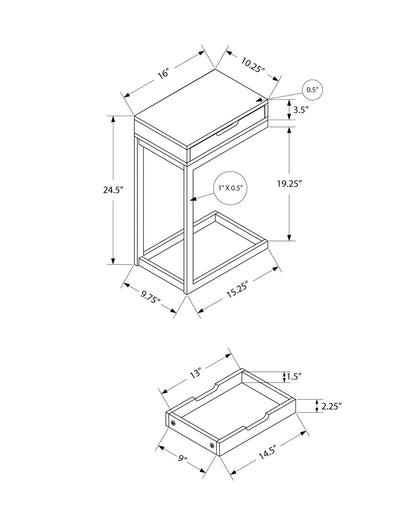Accent Table, C - Shaped Contemporary Elegant Desig
