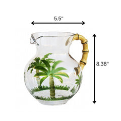 Palm Tree Design 3 Quarts Unbreakable Plastic Water Pitcher With Lid And Spout, Bpa Free - Clear