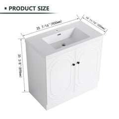 Contemporary Freestanding Bathroom Vanity With Resin Sink & Soft-Close Cabinet Doors