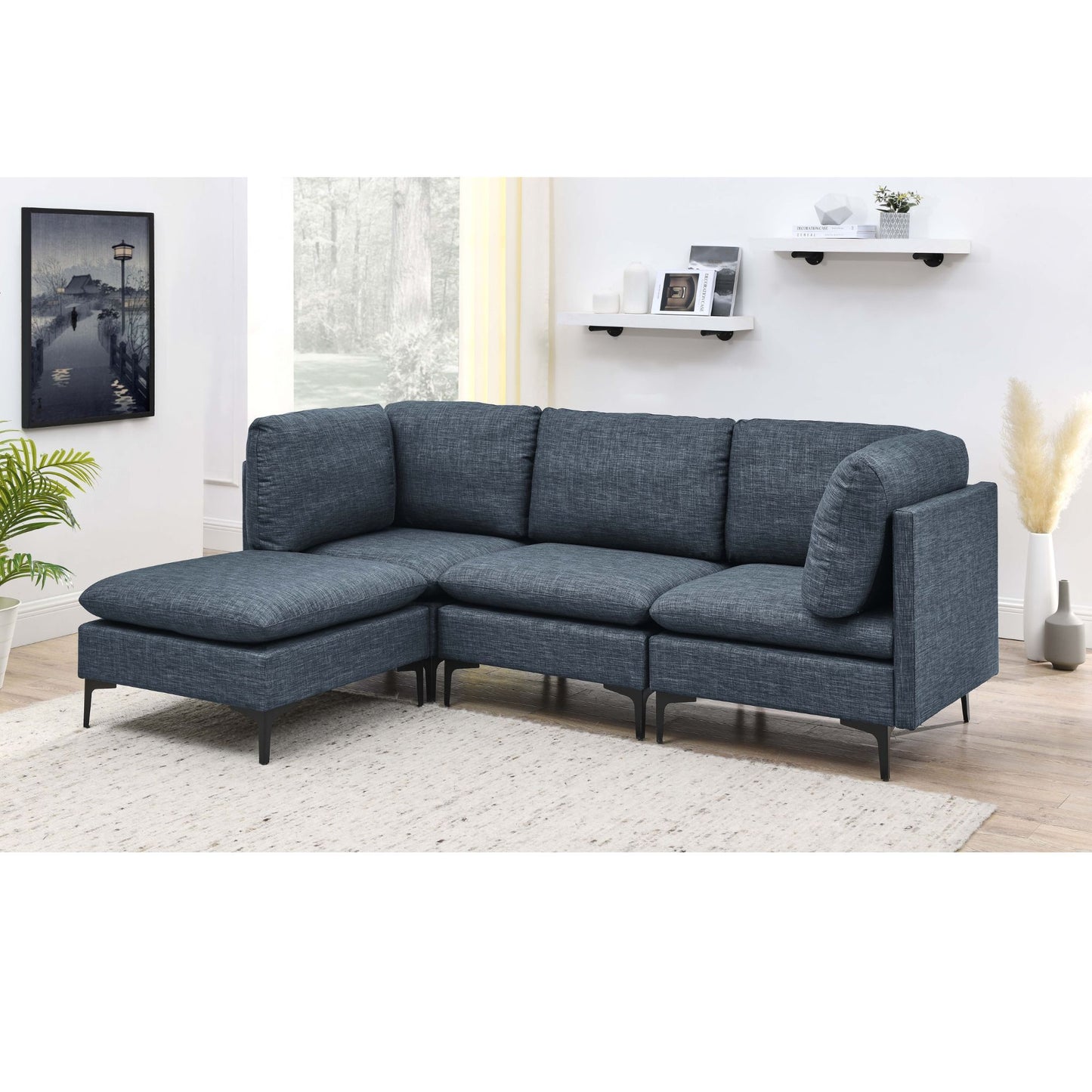 Upholstered Modular Sectional & Tall Legs