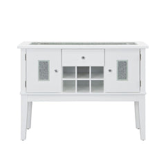 Elizaveta - Server - Faux Crystal Diamonds & White High Gloss