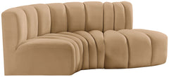 Arc - Velvet 3 Piece Modular L-Shaped Sofa