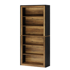 7 Tier Open Bookshelf Storage For Living Room - Black / Brown