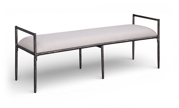 Axis - Linen Textured  Beige Fabric Upholstered Bench