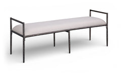 Axis - Linen Textured  Beige Fabric Upholstered Bench