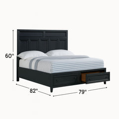 Storage Bed With Panel Headboard And Spacious Footboard Drawers
