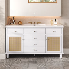 Bathroom Vanity With Sink, 5 Legs, Soft Close Drawers