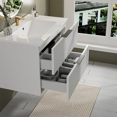 Modern Wall Mounted Floating Bathroom Vanity With Sink And Drawers