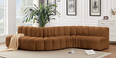 Arc - Velvet 6 Piece Curved Modular Sofa - Saddle