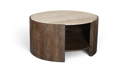 Solstice - Travertine And Mango Wood Table