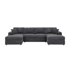 3 Piece Corduroy Double Chaise Sectional Sofa