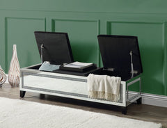 Noralie - 16" Bench With Storage - Mirrored & Faux Diamonds