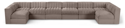 Rummi - Velvet Performance Fabric Upholstered 8 Piece Modular Sectional (With 2 Corner Chairs)