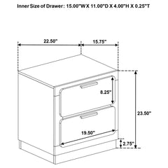 Modern Luxury Nightstand With 2 Drawer Storage