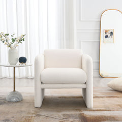Arm Chair With Waved Arms, Metal Decoration On Both Side Arms