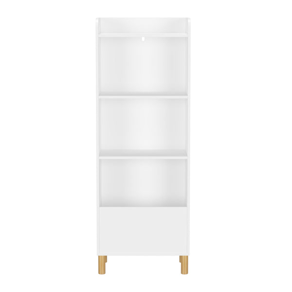 4 Tier Bookcase, Book Display With Safety Restraint, Storage Cabinet For Playroom - White
