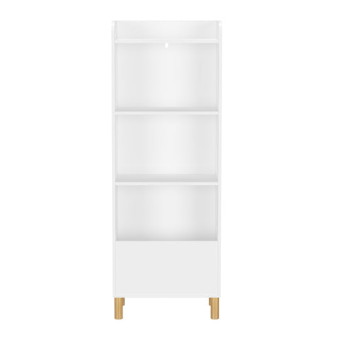 4 Tier Bookcase, Book Display With Safety Restraint, Storage Cabinet For Playroom - White