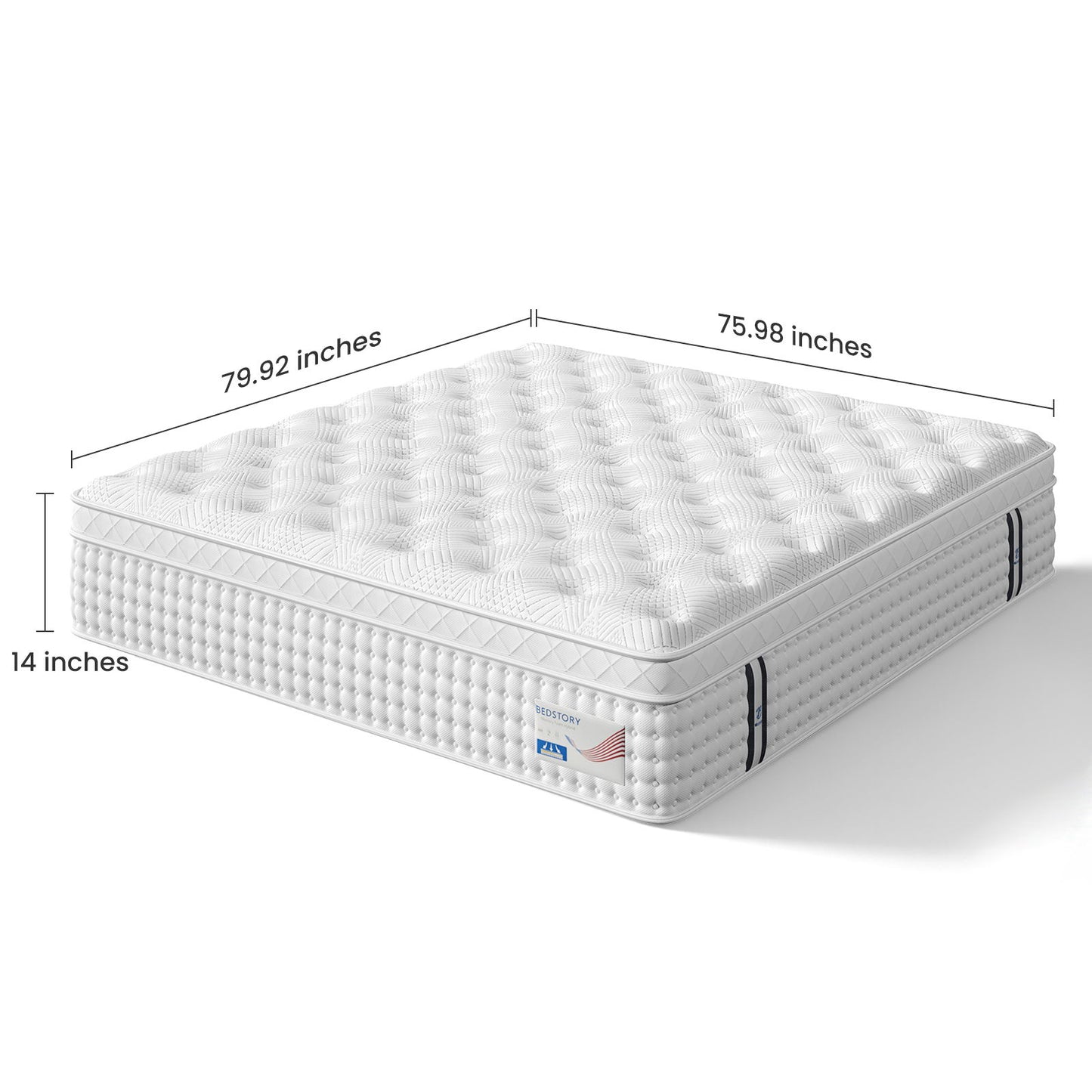 14" Hybrid Mattress, Memory Foam & Pocket Spring Bed, Medium Firm Comfort, Spine Support, Quiet & Breathable - White - King