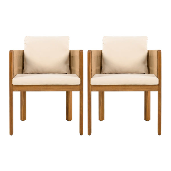 Outdoor Dining Chairs With Rope Handles (Set of 2)