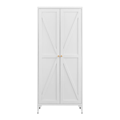 2 Door Storage Cabinet, 4 Adjustable Shelves For Kitchen - White