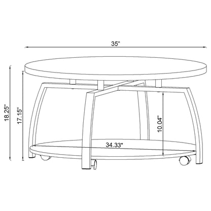 Round Coffee Table With Storage Shelf - Black