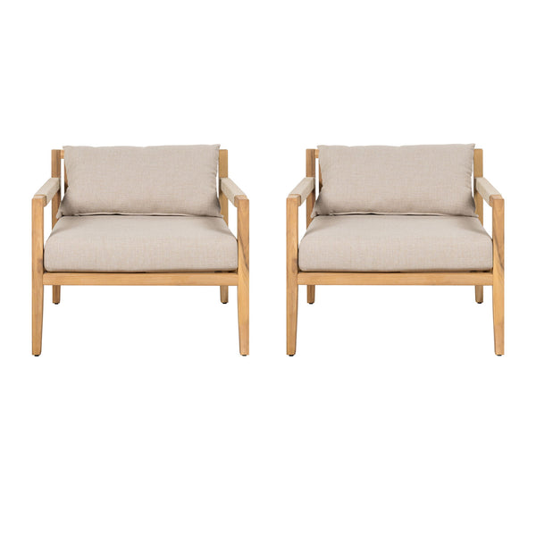 Rope Outdoor Leisure Chair (Set of 2) - Acacia Wood / Beige