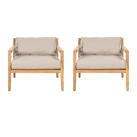 Rope Outdoor Leisure Chair (Set of 2) - Acacia Wood / Beige