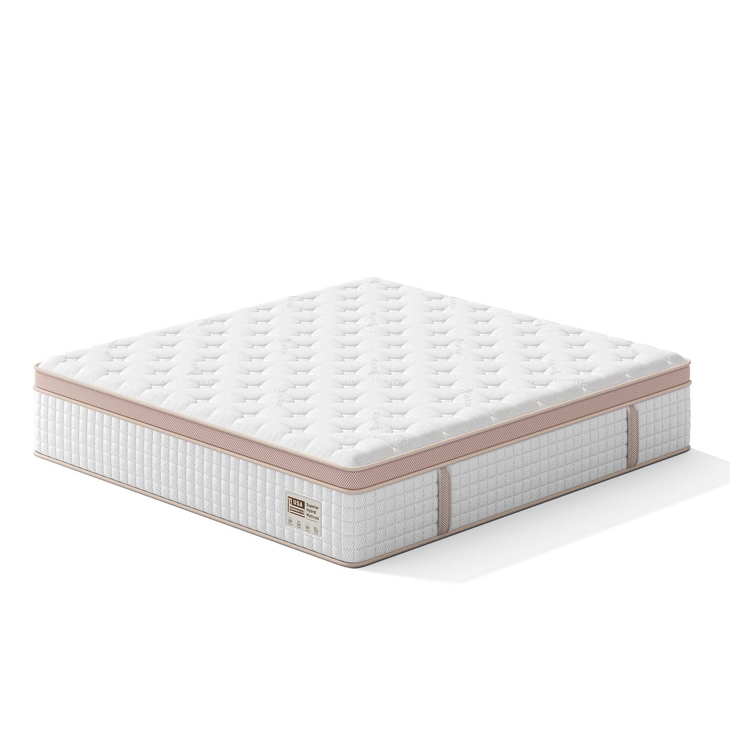14" , Firm Hybrid Mattress, Gel Memory Foam & Pocket Springs, Pressure Relief, Motion Isolation, Ergonomic Bed - White - King