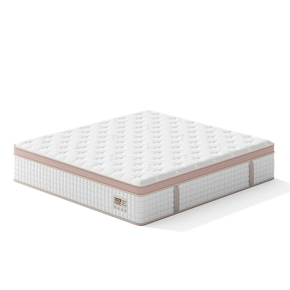14" , Firm Hybrid Mattress, Gel Memory Foam & Pocket Springs, Pressure Relief, Motion Isolation, Ergonomic Bed - White - King