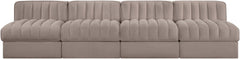 Rummi - Armless Velvet Performance Fabric Upholstered 4 Piece Modular Sofa