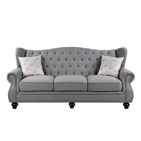 Hannes - Sofa With 2 Pillows - Gray Fabric