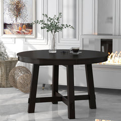 Gia - Round Extendable Dining Table With 16" Leaf Wood